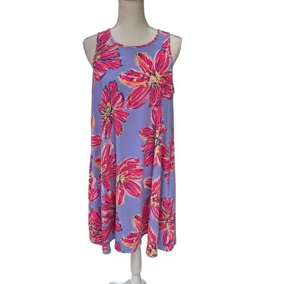 Lilly Pulitzer Molly Haynes Rare Party Girl Swing Dress Purple Floral Size Med - Picture 1 of 9